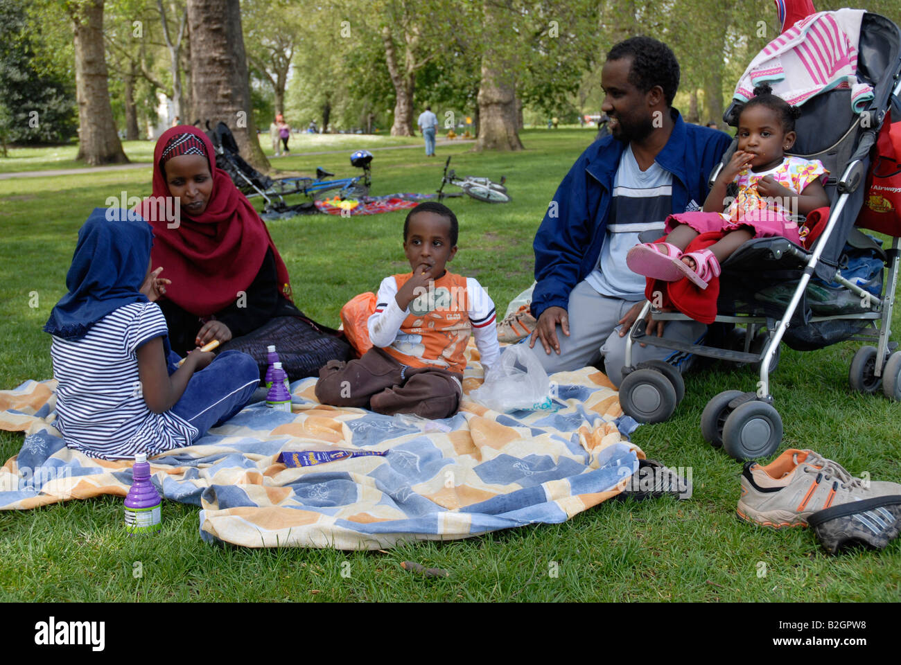 Extended Family Picnic In Park Stock Photo Alamy
