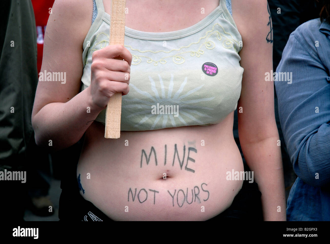 Pro-choice protest group opposing bill lowering limit for abortions being brought down by four weeks to 20 weeks. Stock Photo