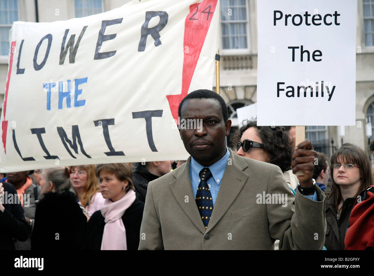 Anti abortion group at outside Parliament June 2008 fighting  to legally lower age limit. Stock Photo