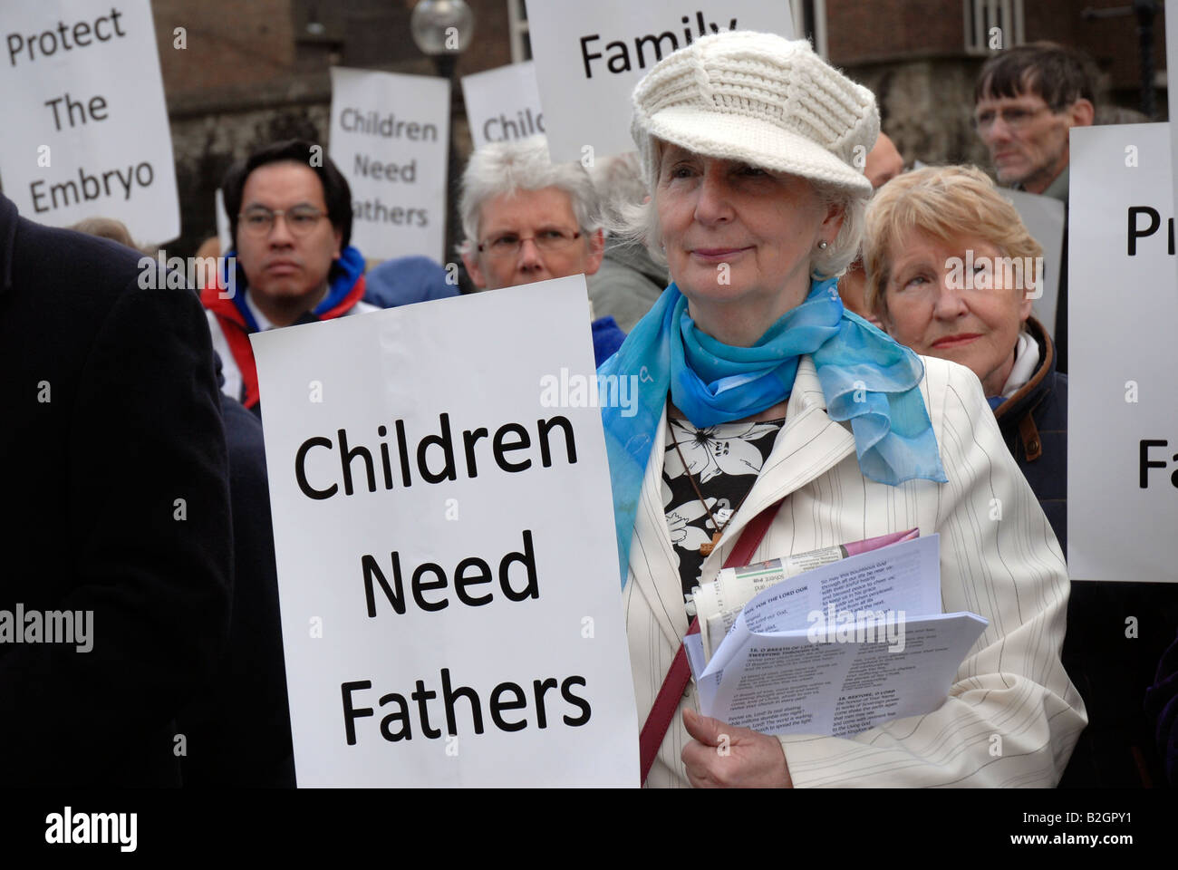 Anti abortion group at outside Parliament June 2008 fighting  to legally lower age limit. Stock Photo