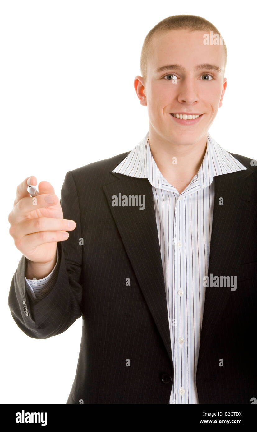 young man jacket smart airy easy smooth people Stock Photo