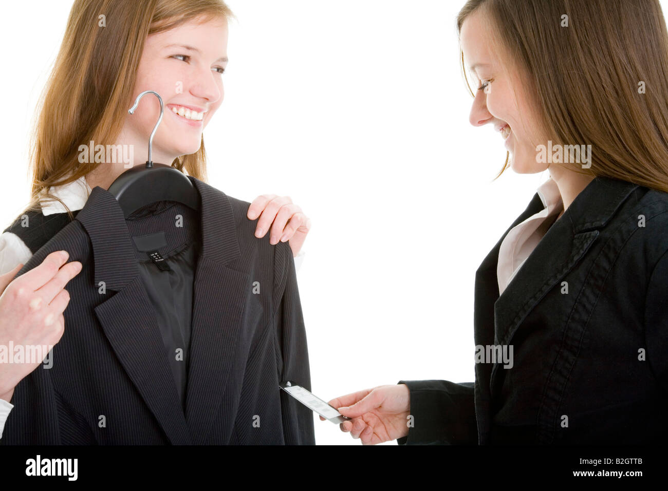 fitting young women female suit secretary suit clothes people Stock Photo