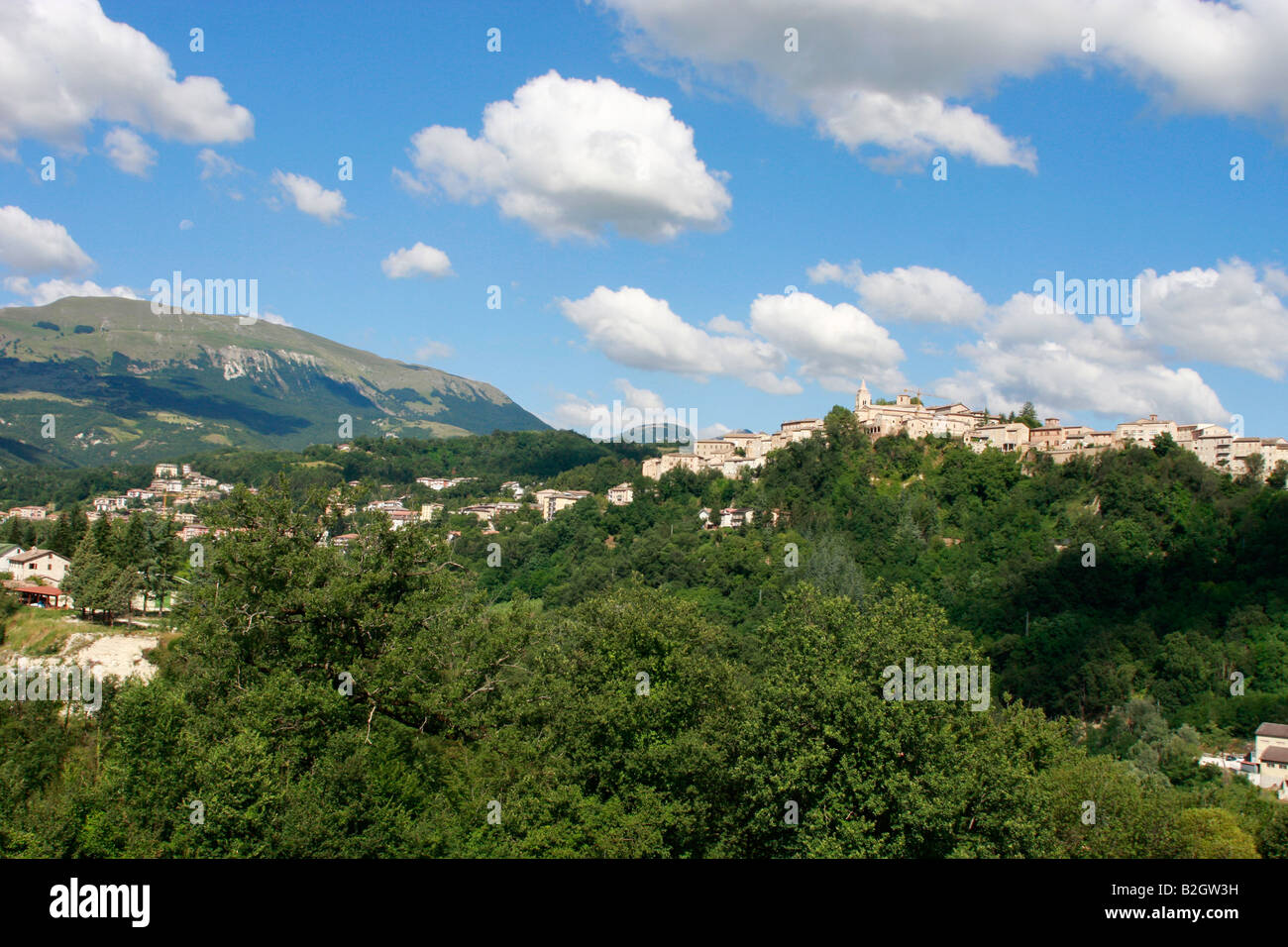 Amandola and the glorious countryside of the Sibillini National Park ,Le Marche,Italy Stock Photo