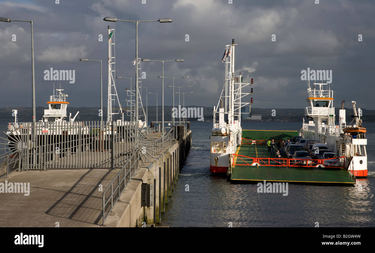 Shannon car ferry docking at Killimer Harbour County Clare, Ireland Stock Photo