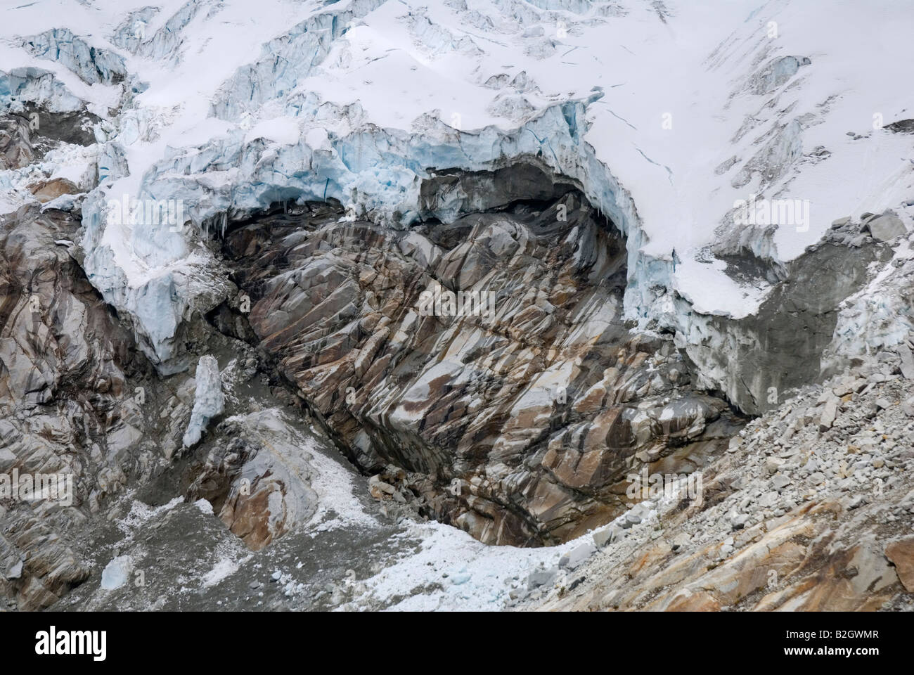 Glacier Retreat on Nevado Chopicalqui, Peru Stock Photo