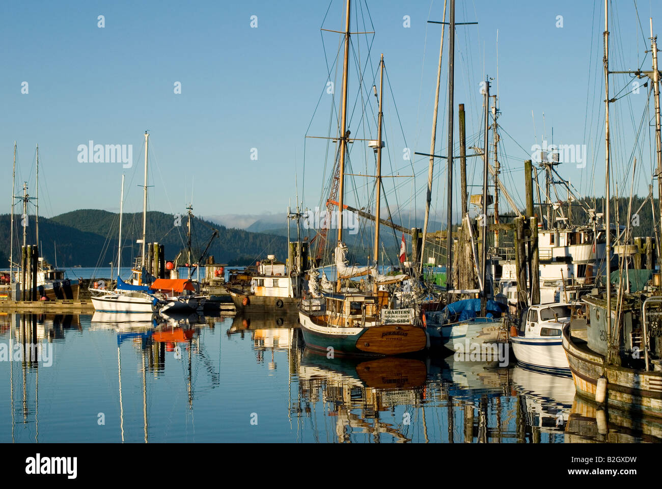Fishing boats in Skidegate Inlet, Graham Island, Queen Charlotte
