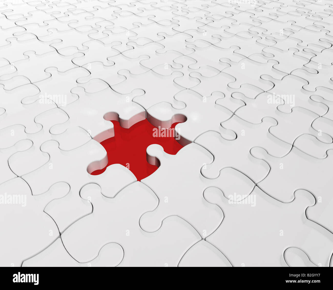 3D render of a jigsaw puzzle with one piece missing Stock Photo - Alamy