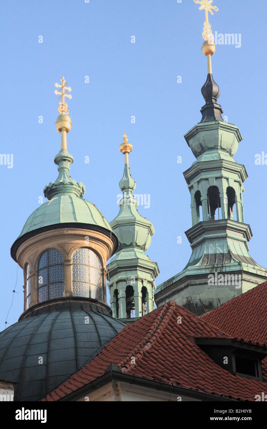 the belltowers of Strahov, church of the Assumption of Our Lady, Prague Czech Republic Stock Photo