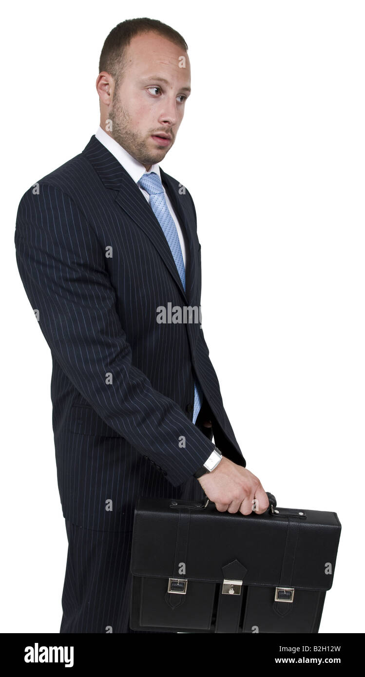 businessman with leather bag on isolated background Stock Photo