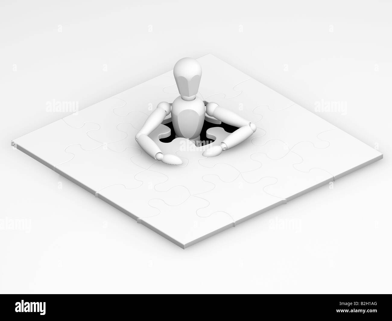 3D render of someone with an unfinished puzzle Stock Photo - Alamy