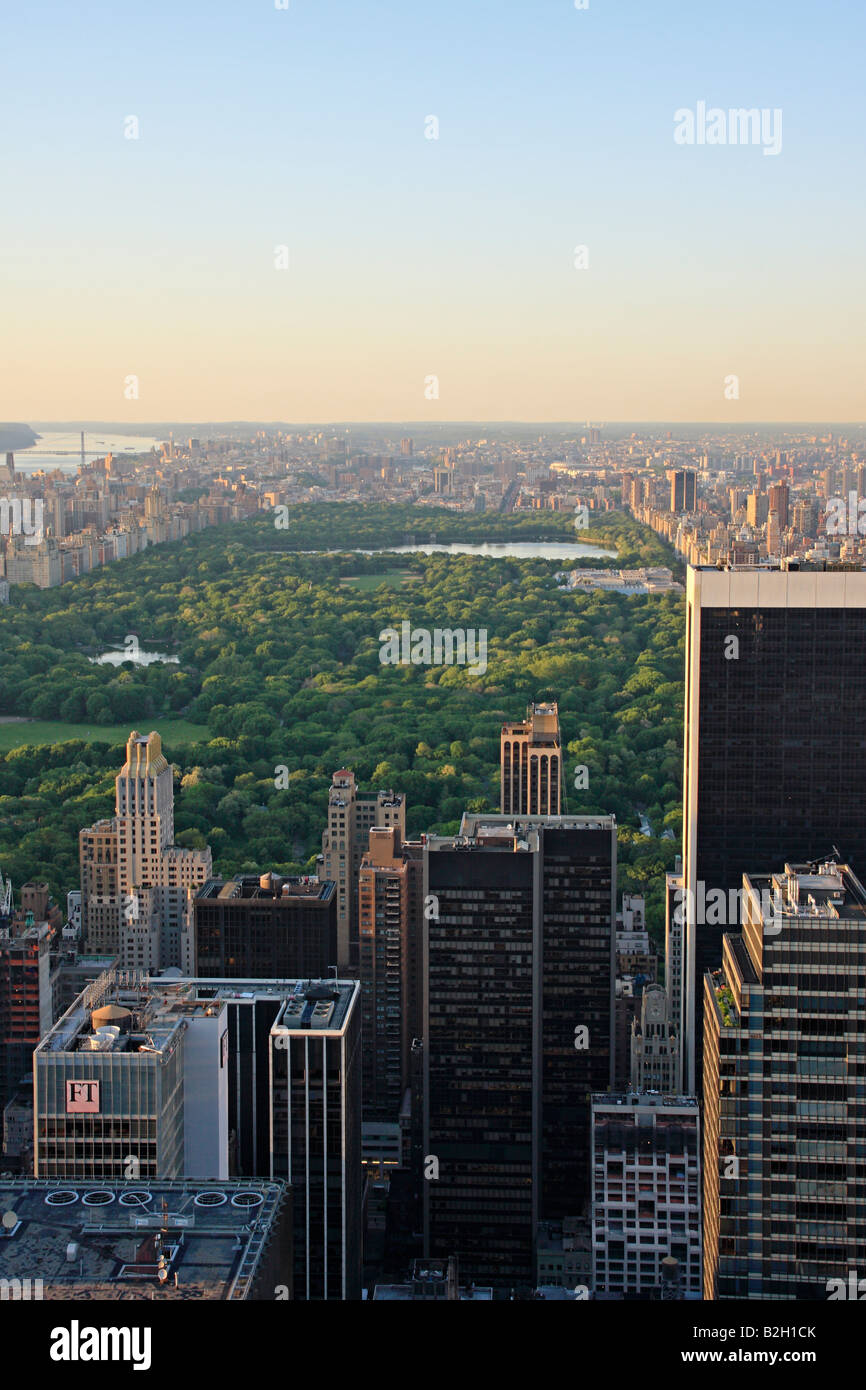 Aerial view of Upper Manhattan and Central Park - New York City, USA Stock Photo