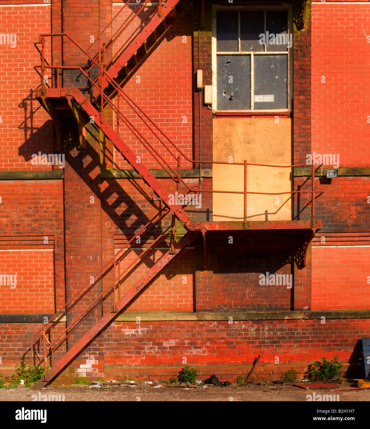 Rusty Old Fire Escape Stairs on Warehouse Stock Photo Alamy