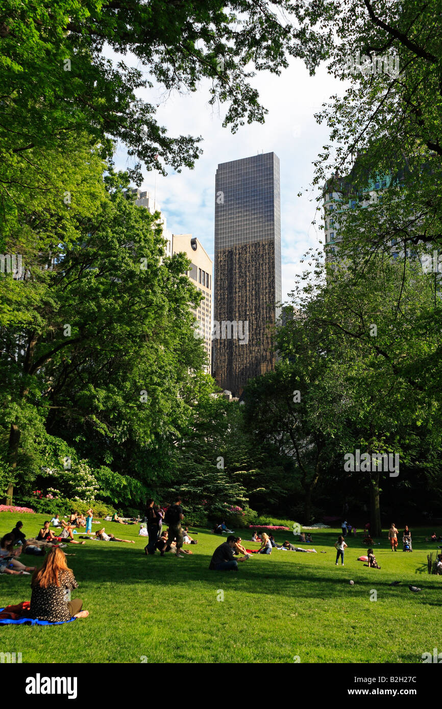 Manhattan buildings from Central Park - New York City, USA Stock Photo