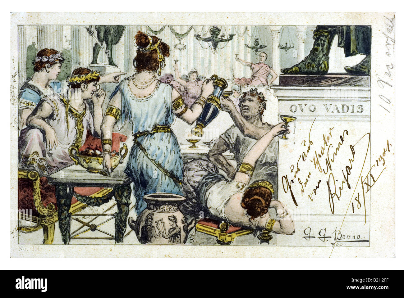 Postcard motive Party dinner gastronomy 19th century Germany Stock Photo
