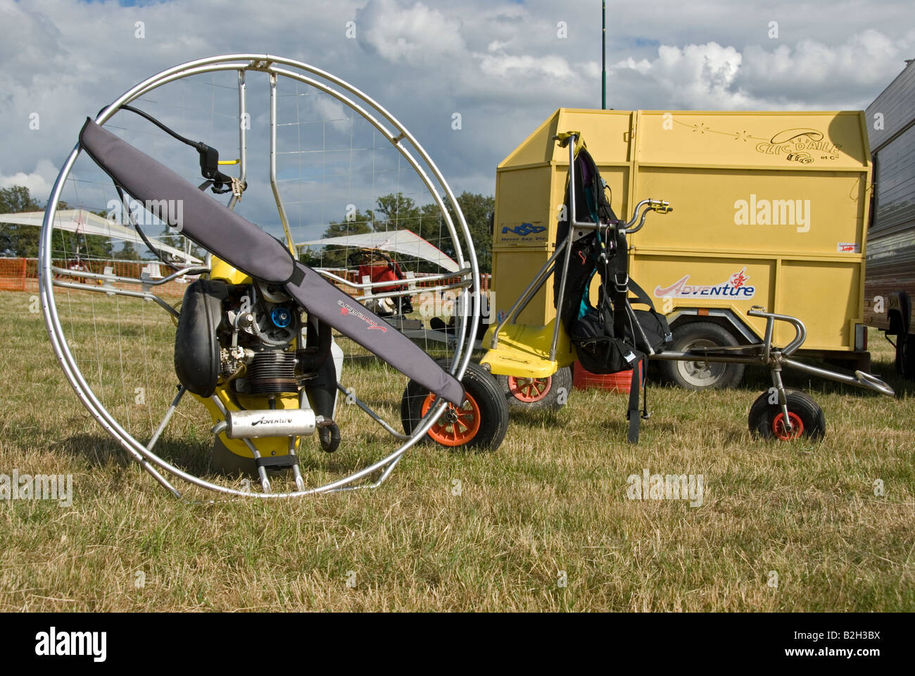 Stock photo of an Auotogyro engine resting in a fiedl decoupled from ...
