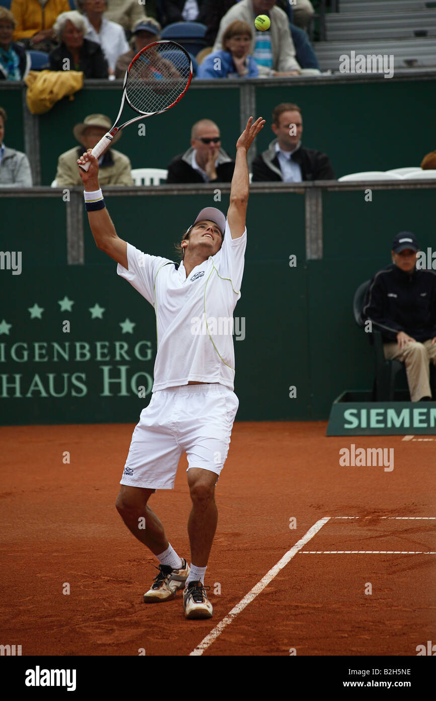 Tennis player Diego Hartfield serving at the Siemens Open 2008 semi final  Stock Photo - Alamy