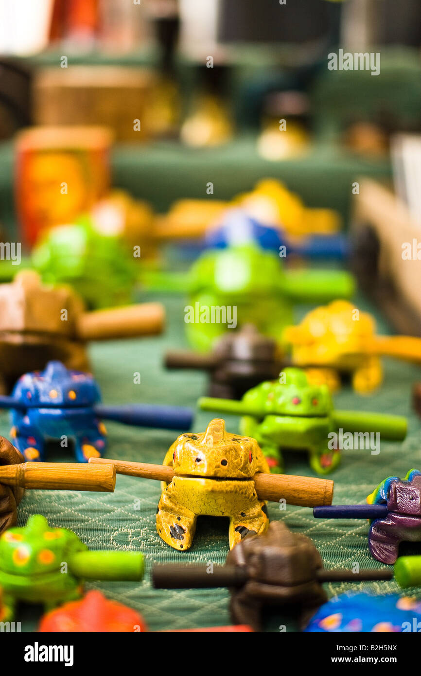 Toy frogs on sale at Bedoin street market in Provence Stock Photo