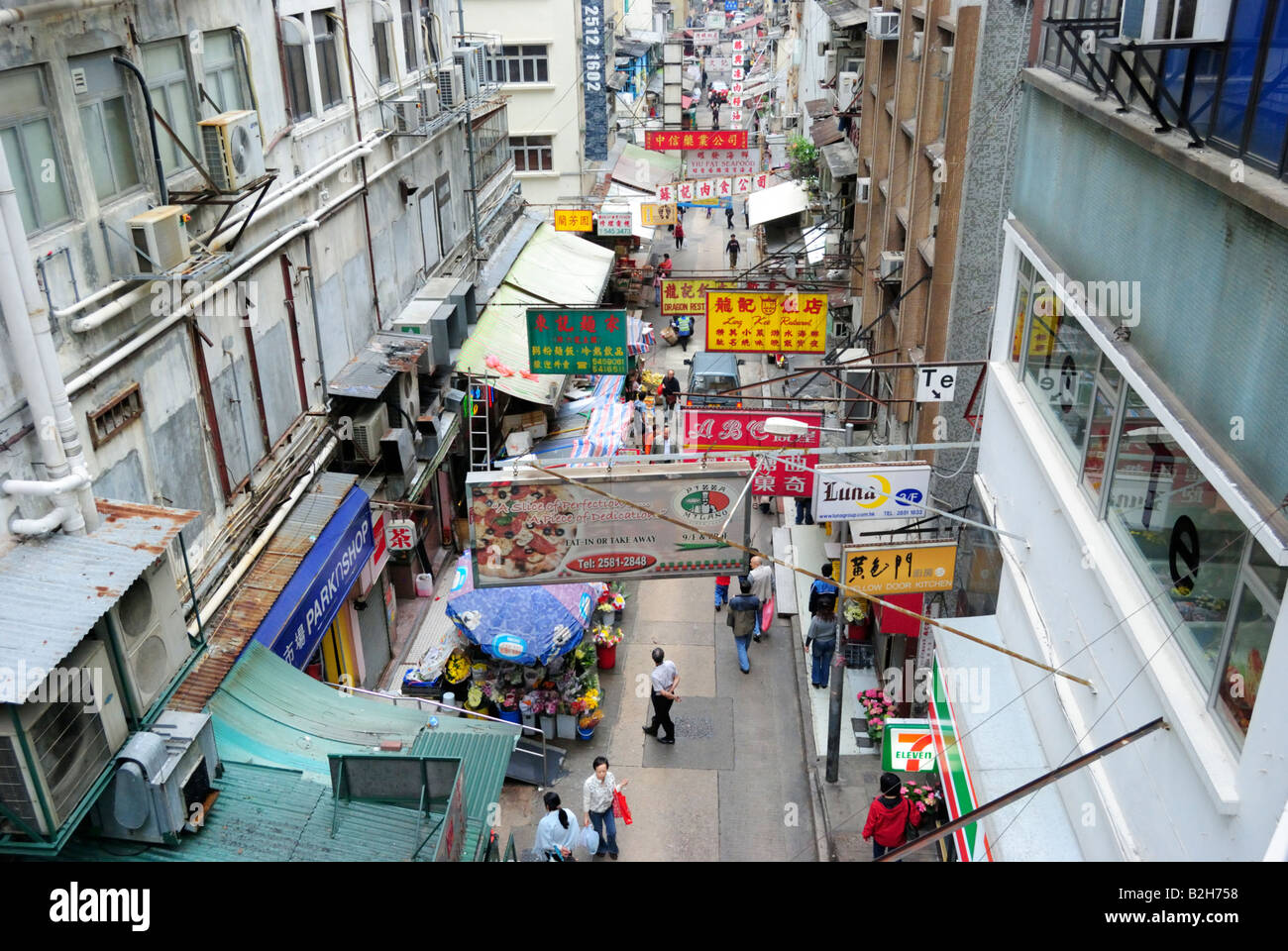 Aerial View of Hong Kong Street Market Stock Photo - Alamy
