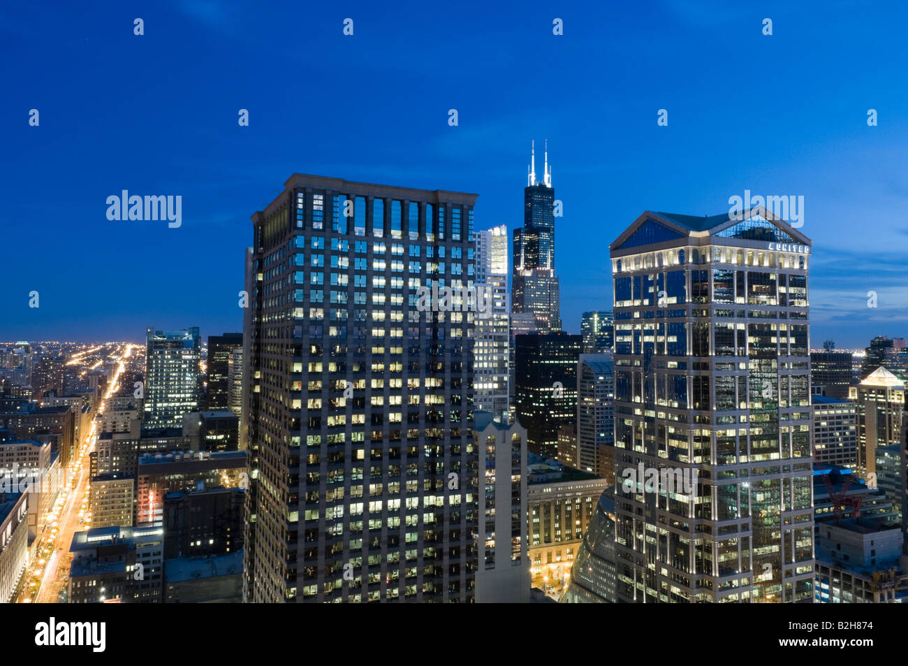 Downtown Chicago at Dusk Stock Photo