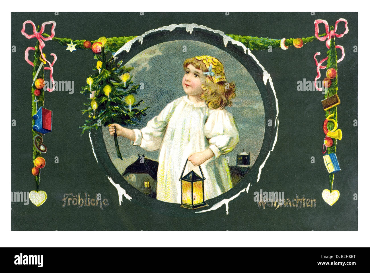 Postcard motive Christmas joy for the children 19th century Germany Stock Photo