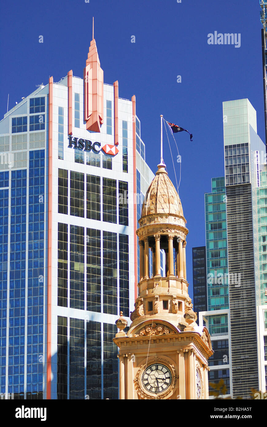 business district HSBC Bank tower city hall skyscraper sydney new south wales australia Stock Photo