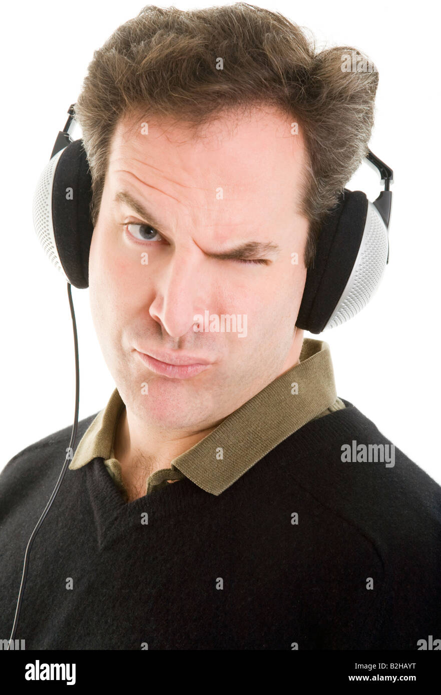 man headphone music hearing hi fi audio Stock Photo Alamy