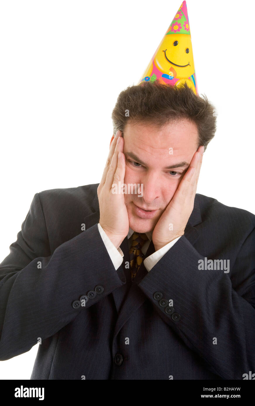 businessman tradesman salesman carnival party hat Stock Photo Alamy