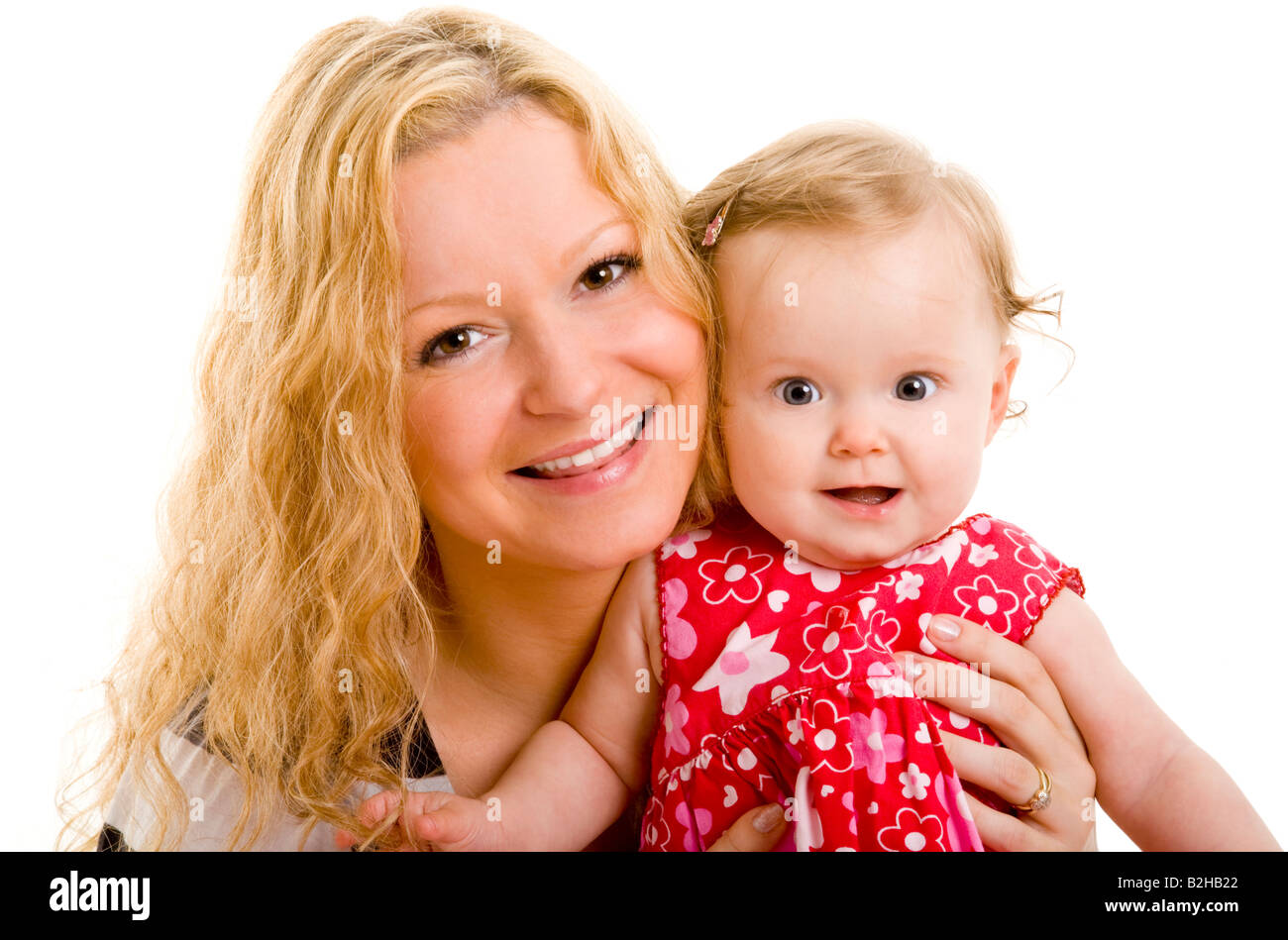 mother baby daughter kid mother love child laughing smiling babe infant strabismus Stock Photo