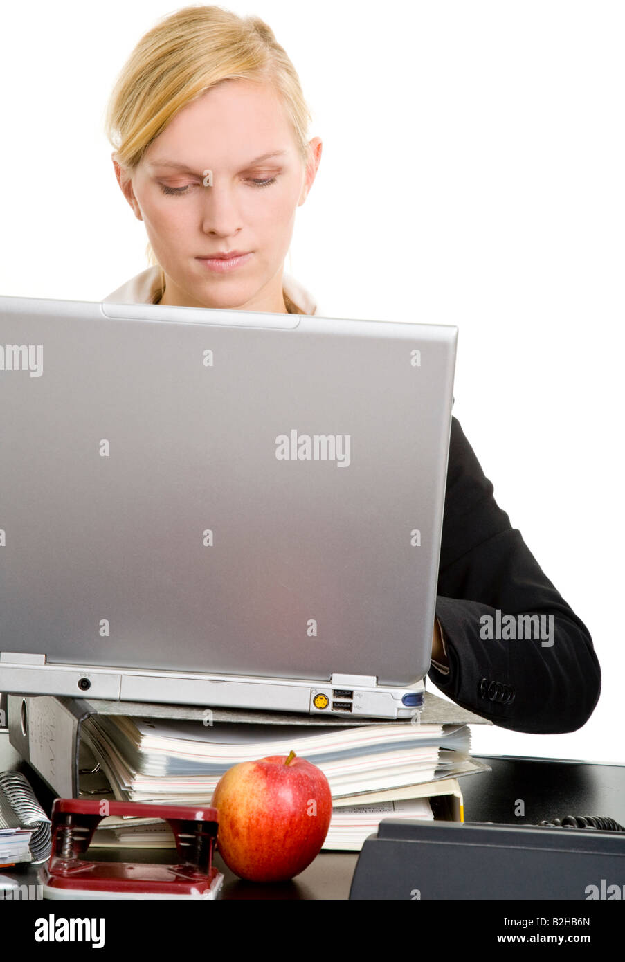 office assistant secretary desk work clerical job laptop notebook pc computer workplace woman