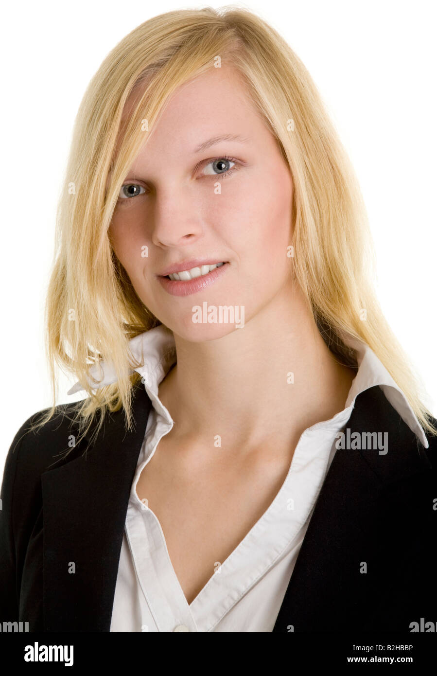 beautiful attractive portrait businesswoman woman smile smiling application photo Stock Photo