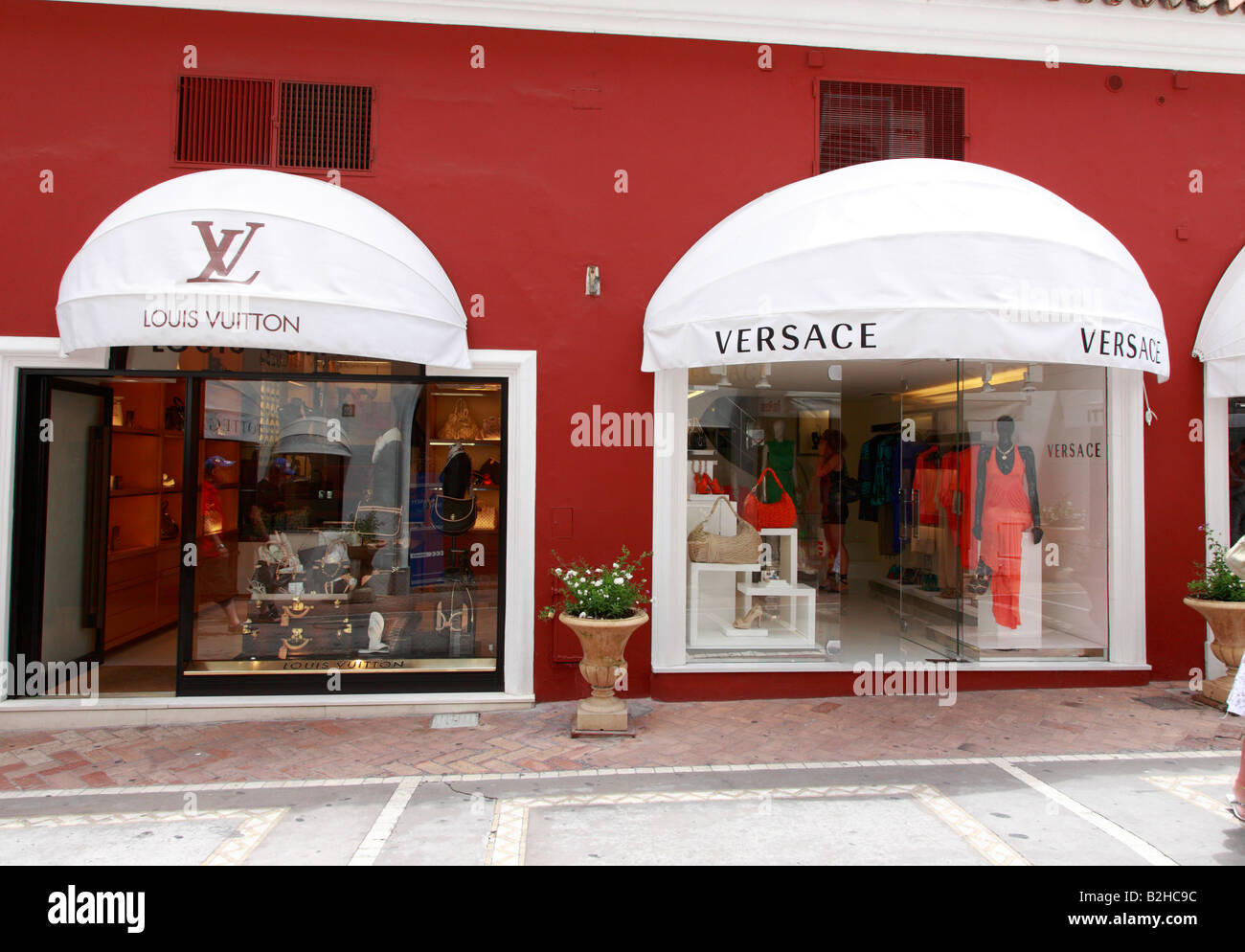 Louis Vuitton and Versace boutiques in Via Camerelle on Capri
