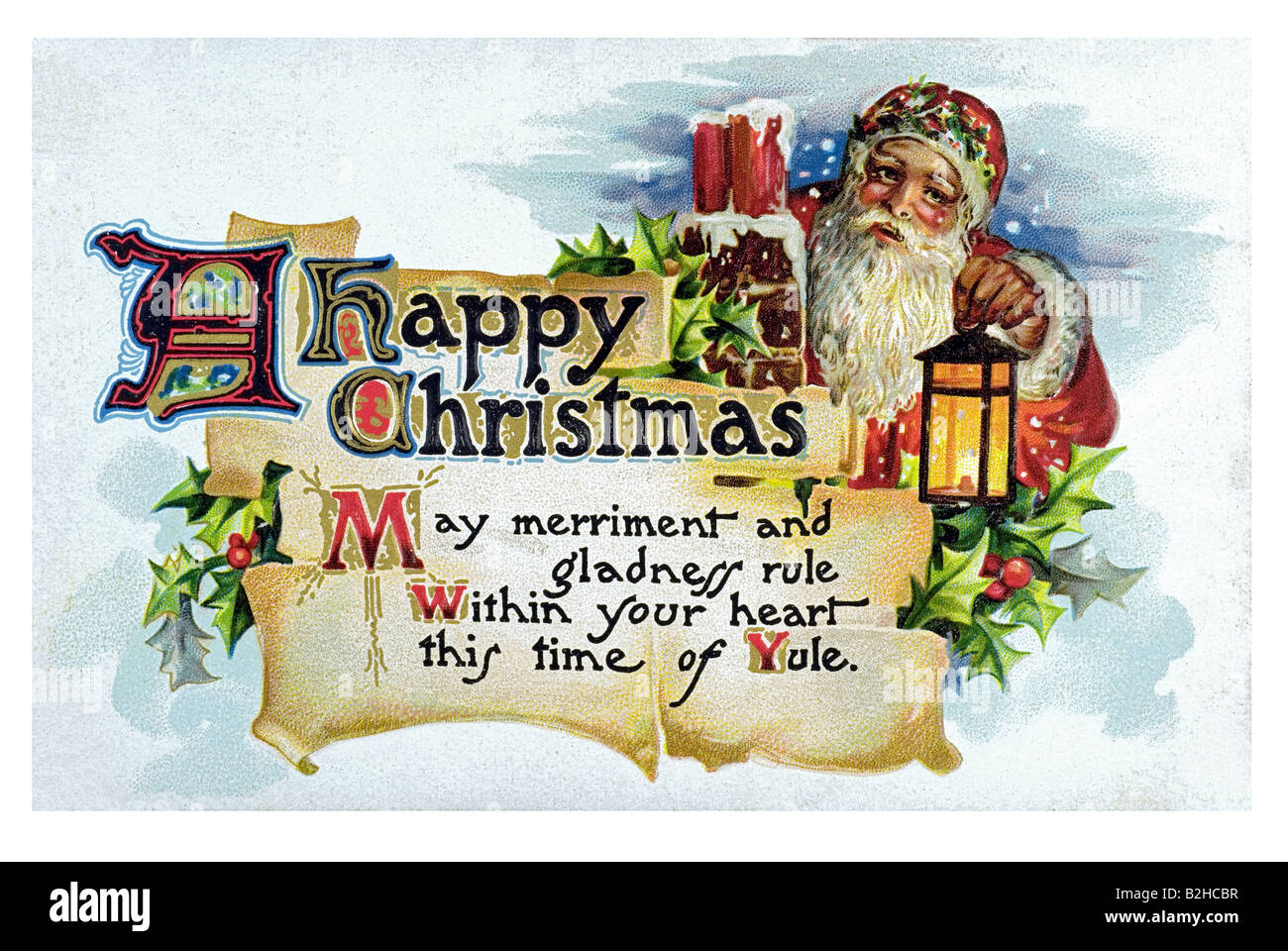 Postcard motive Father Christmas brings you light 19th century Germany Stock Photo