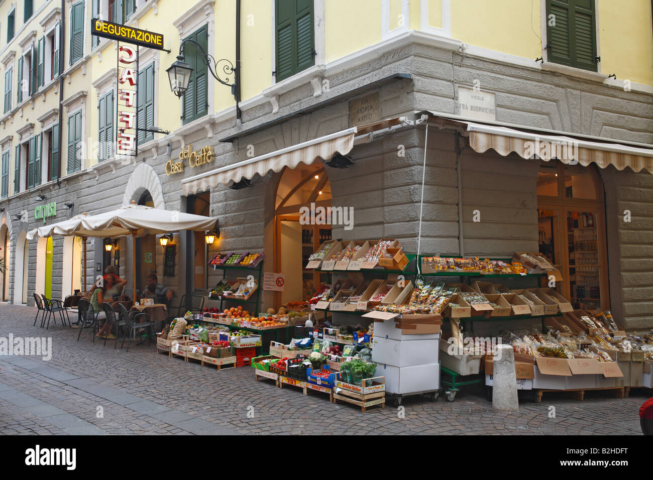 corner shop alleway Riva Lago de Garda Trentino Italy small town