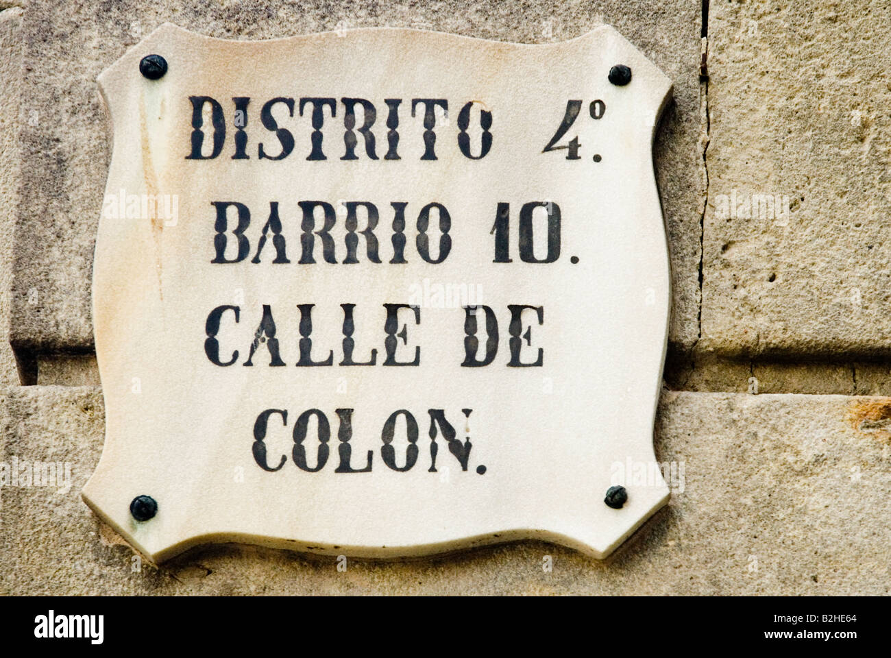 districto barrio 10 calle de colon sign barcelona Stock Photo