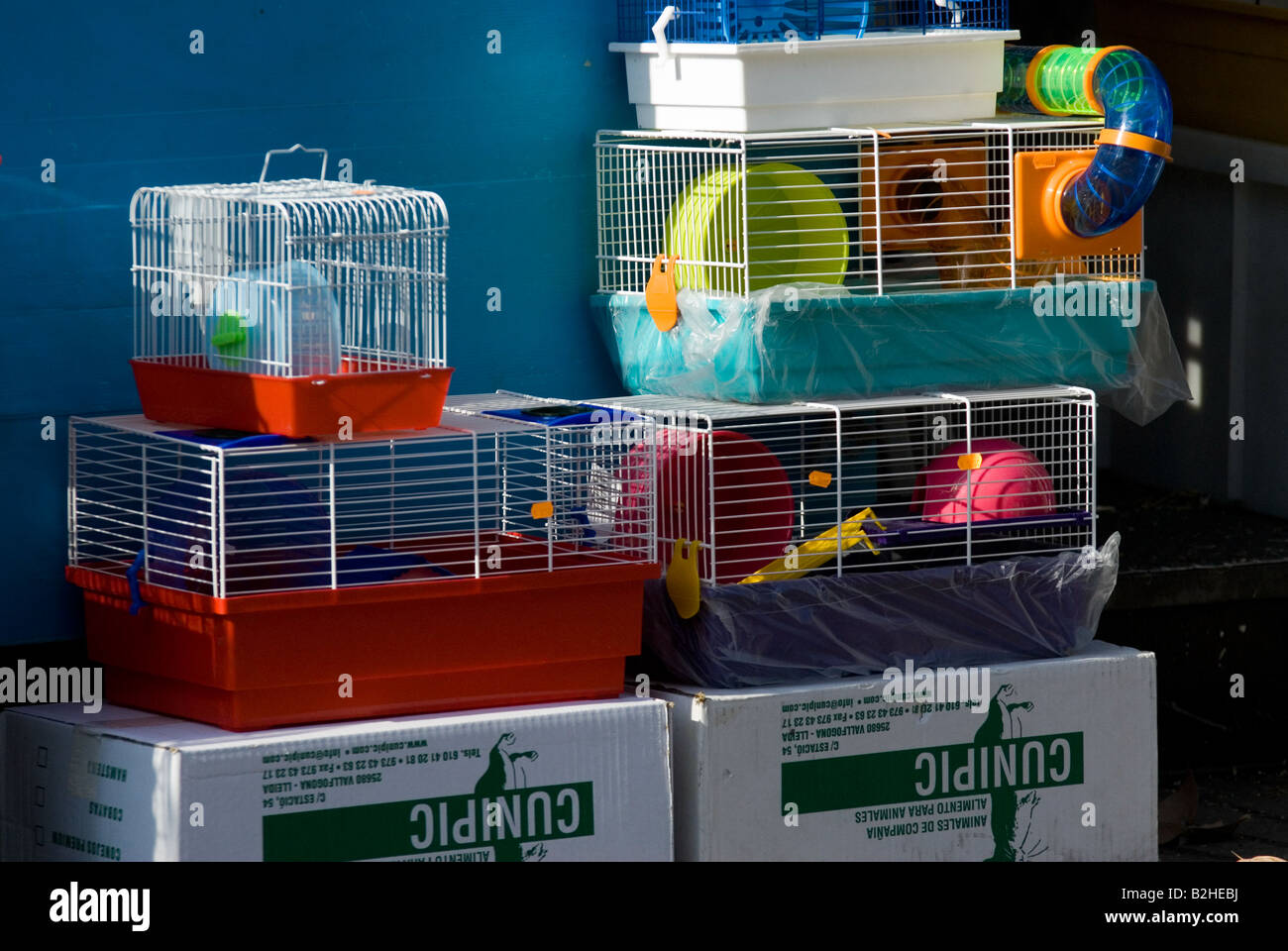 las ramblas bird cages seller in Barcelona Spain Stock Photo
