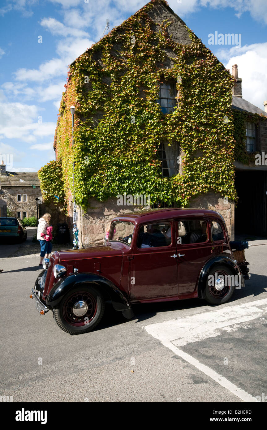 Classic car in Winster village Peak District Derbyshire Stock Photo Alamy