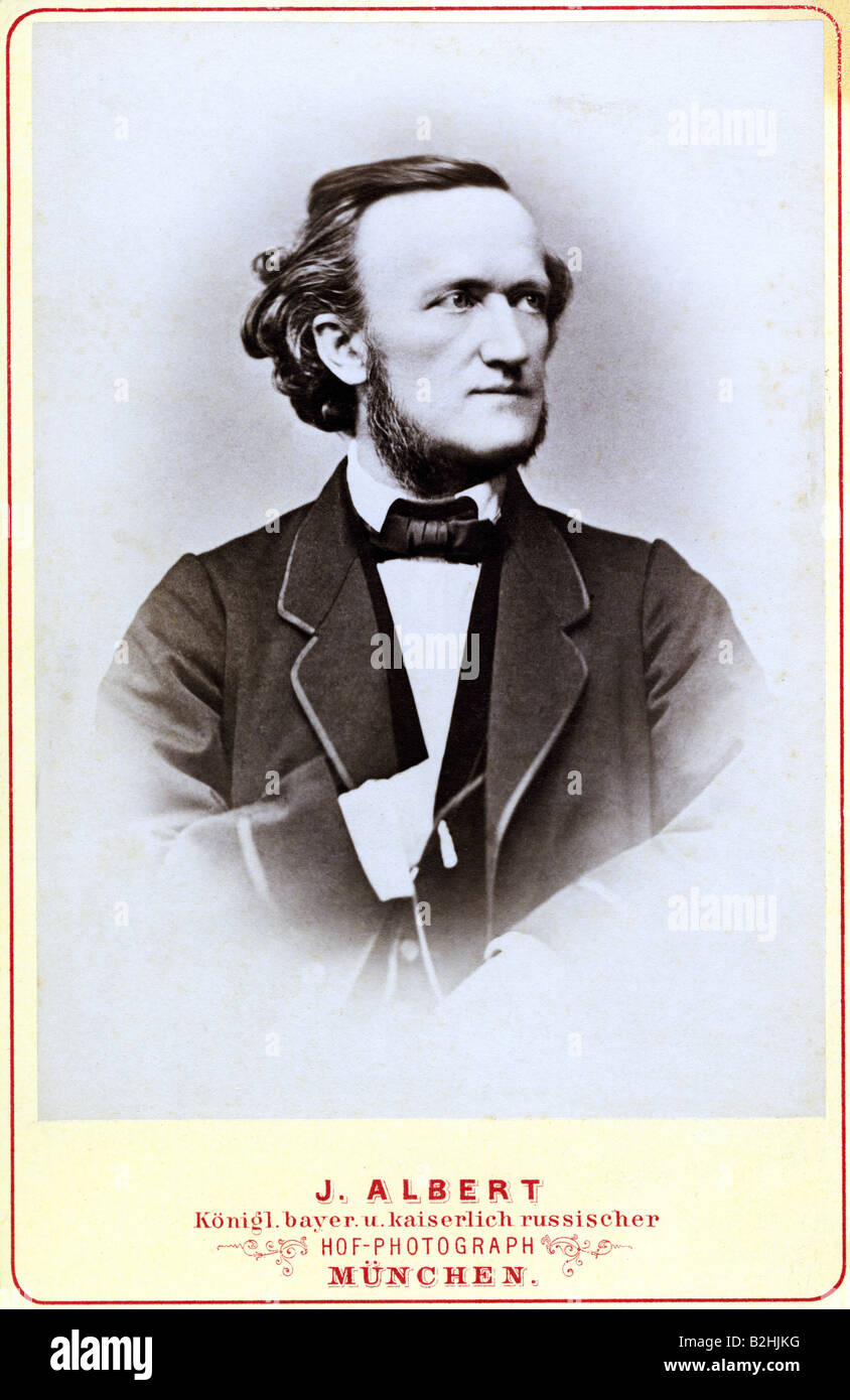 Wagner, Richard, 22.5.1813 - 13.2.1883, German composer, portrait, carte-de-visit by Josef Albert, Munich, circa 1865, Stock Photo