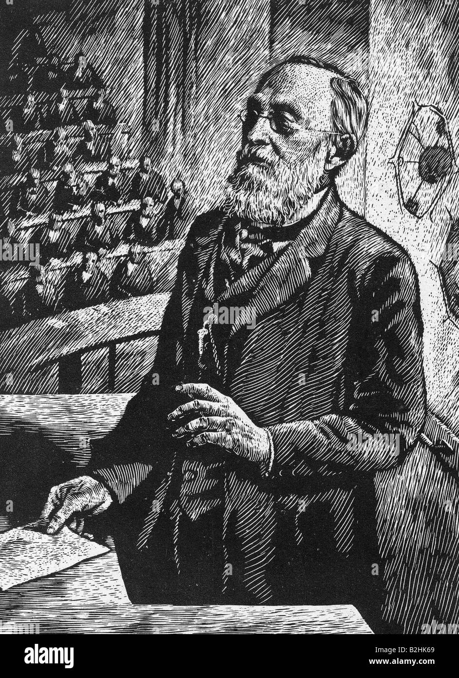 Virchow, Rudolf, 13.10.1821 - 5.9.1902, German doctor and politician, half length, drawing, circa 1939, Stock Photo