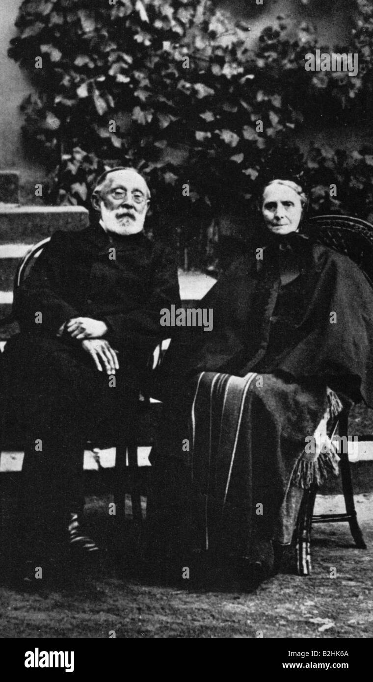 Virchow, Rudolf, 13.10.1821 - 5.9.1903, German medic / physician and politician, full length, with his wife Rose, at golden wedding, Stock Photo