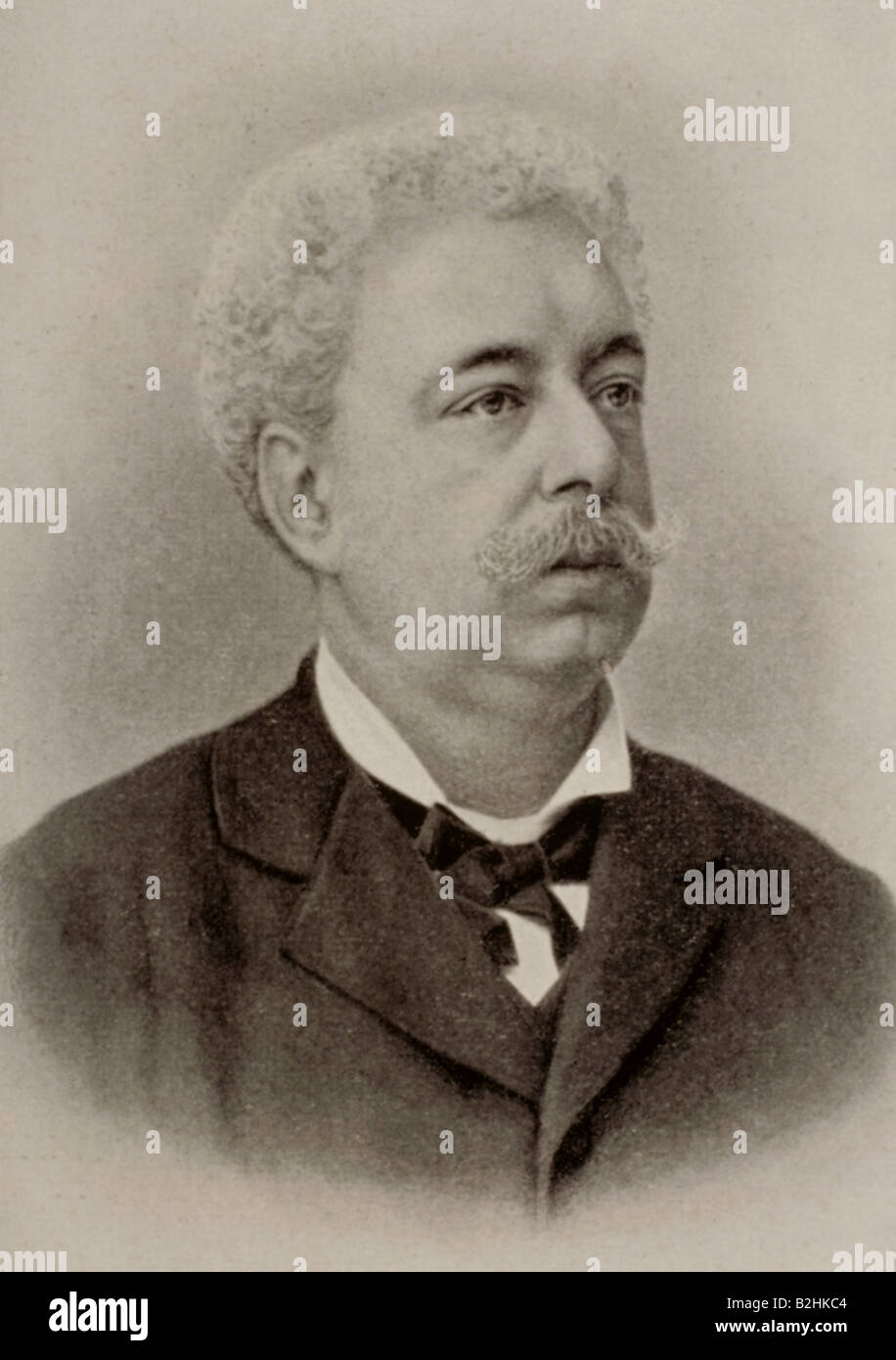 Amicis, Edmondo de, 21.10.1846 - 11.3.1908, Italian author / writer, portrait, wood engraving, late, 19th century, , Stock Photo