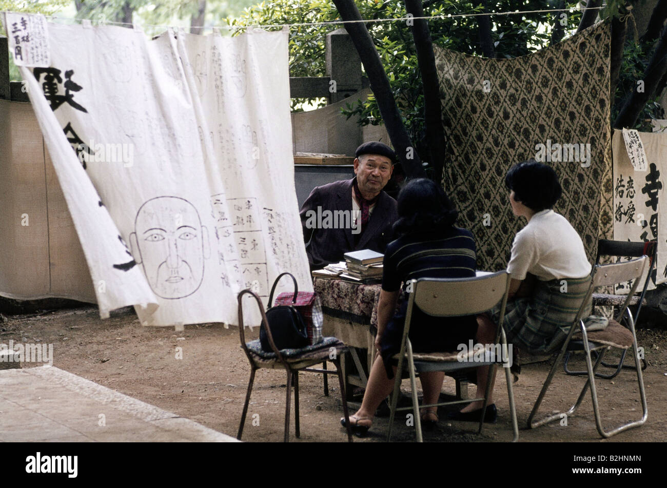 geography / travel, Japan, people, Japanese fortune teller with two