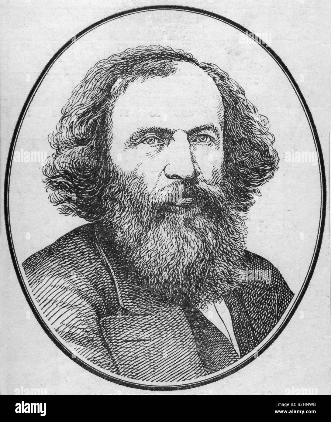 Mendeleev, Dmitri Ivanovich, 8.2.1834 - 2.2.1907, Russian chemist, portrait, wood engraving, 19th century, , Stock Photo
