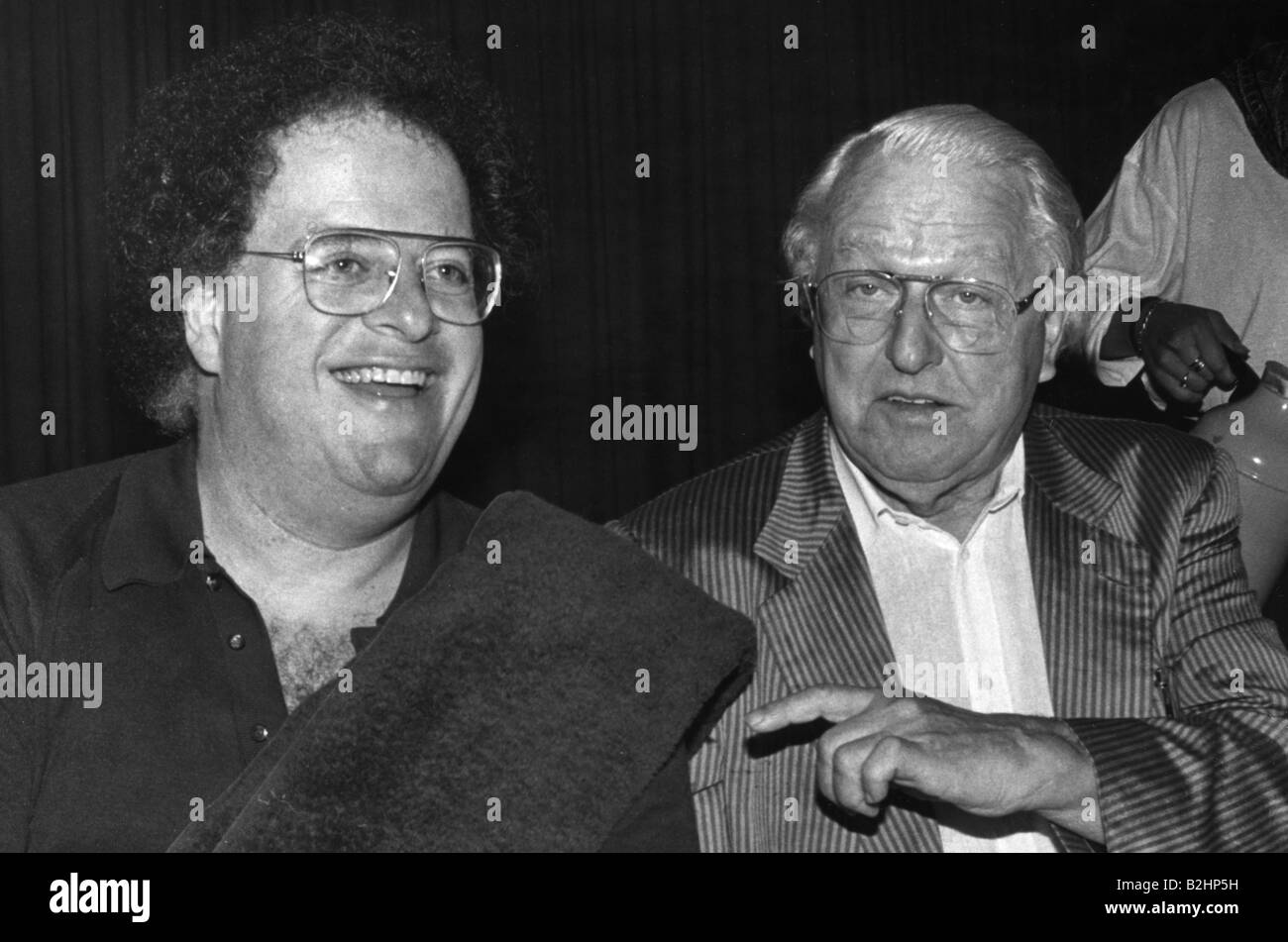 Wagner, Wolfgang, 30.8.1919 -21.3.2010, German festival director (Bayreuth), grandson of Richard Wagner, together with conductor James Levine, Bayreuth, 1989, Stock Photo
