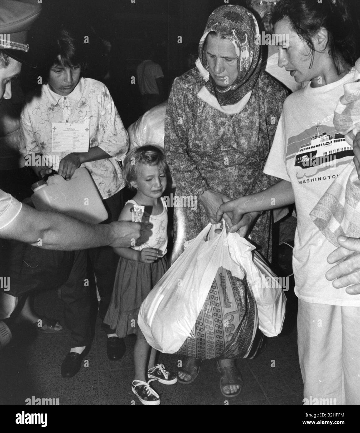 people, refugees, arrival of refugees from Bosnia in Germany, 1993, Stock Photo