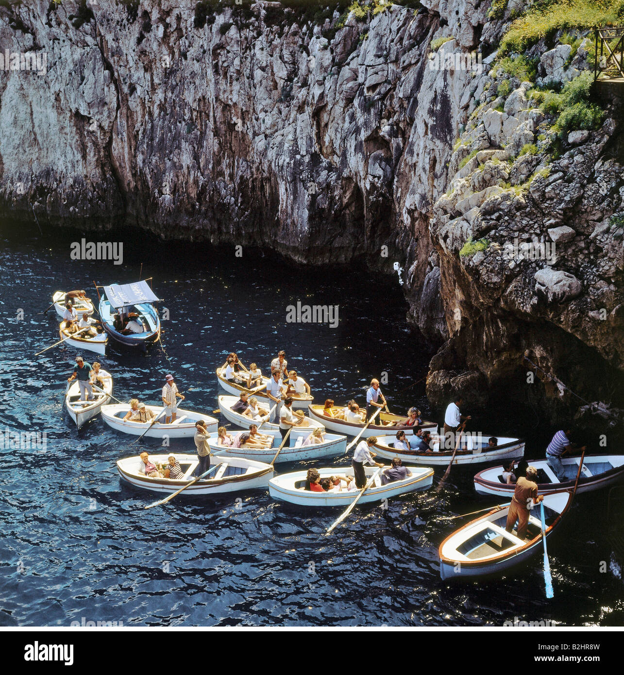 geography / travel, Italy, Capri, at the entrance to the blue grotto, Stock Photo