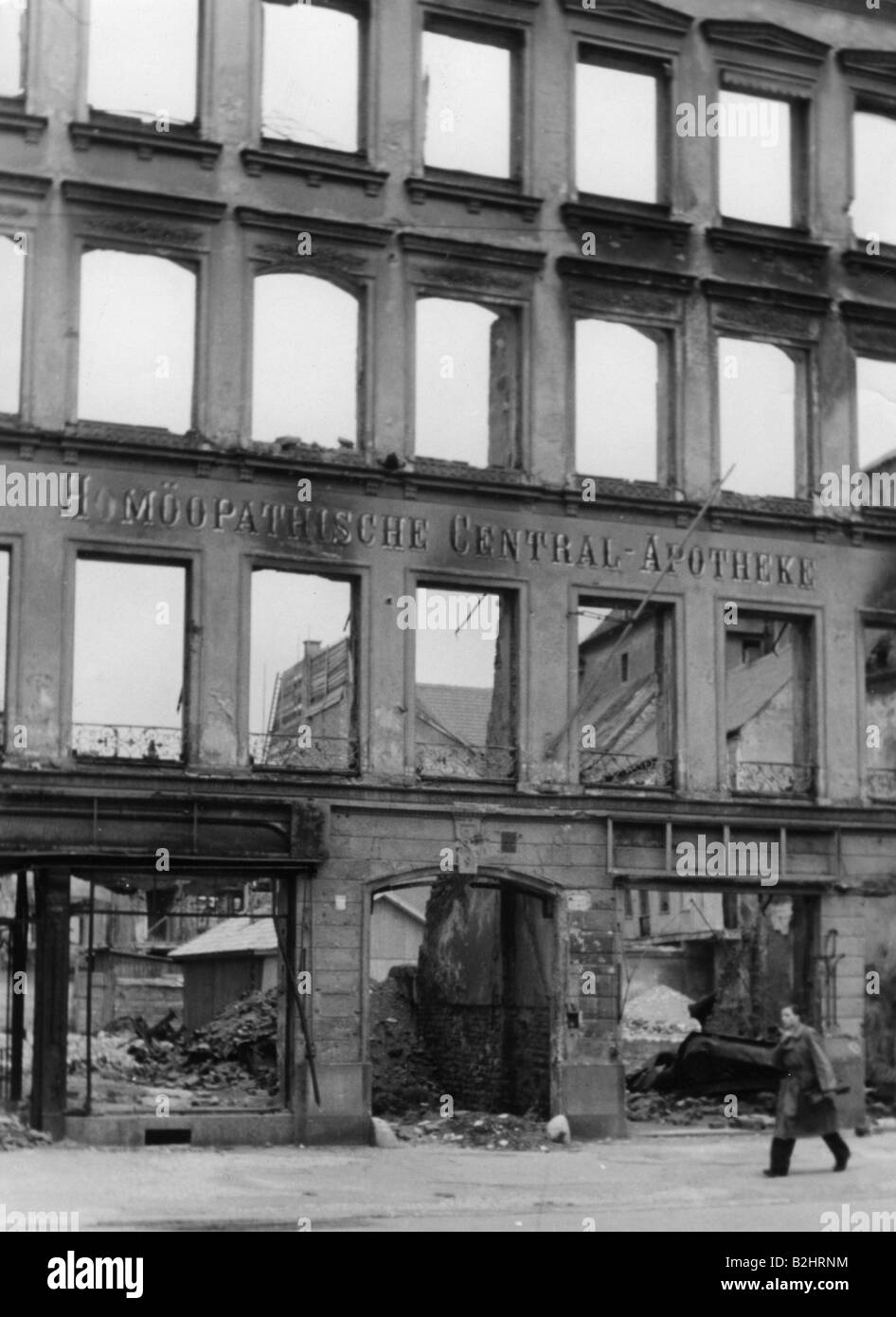 geography/travel, Germany, Munich, post war period, destroyed buildung in Theatinerstrasse, second half 1940s, , Stock Photo