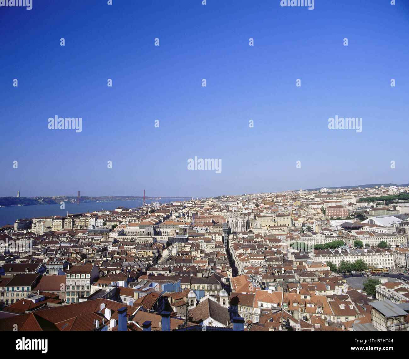 geography / travel, Portugal, Lisbon, old town , view from castle Castello de S. Jorge,   overview, , Stock Photo
