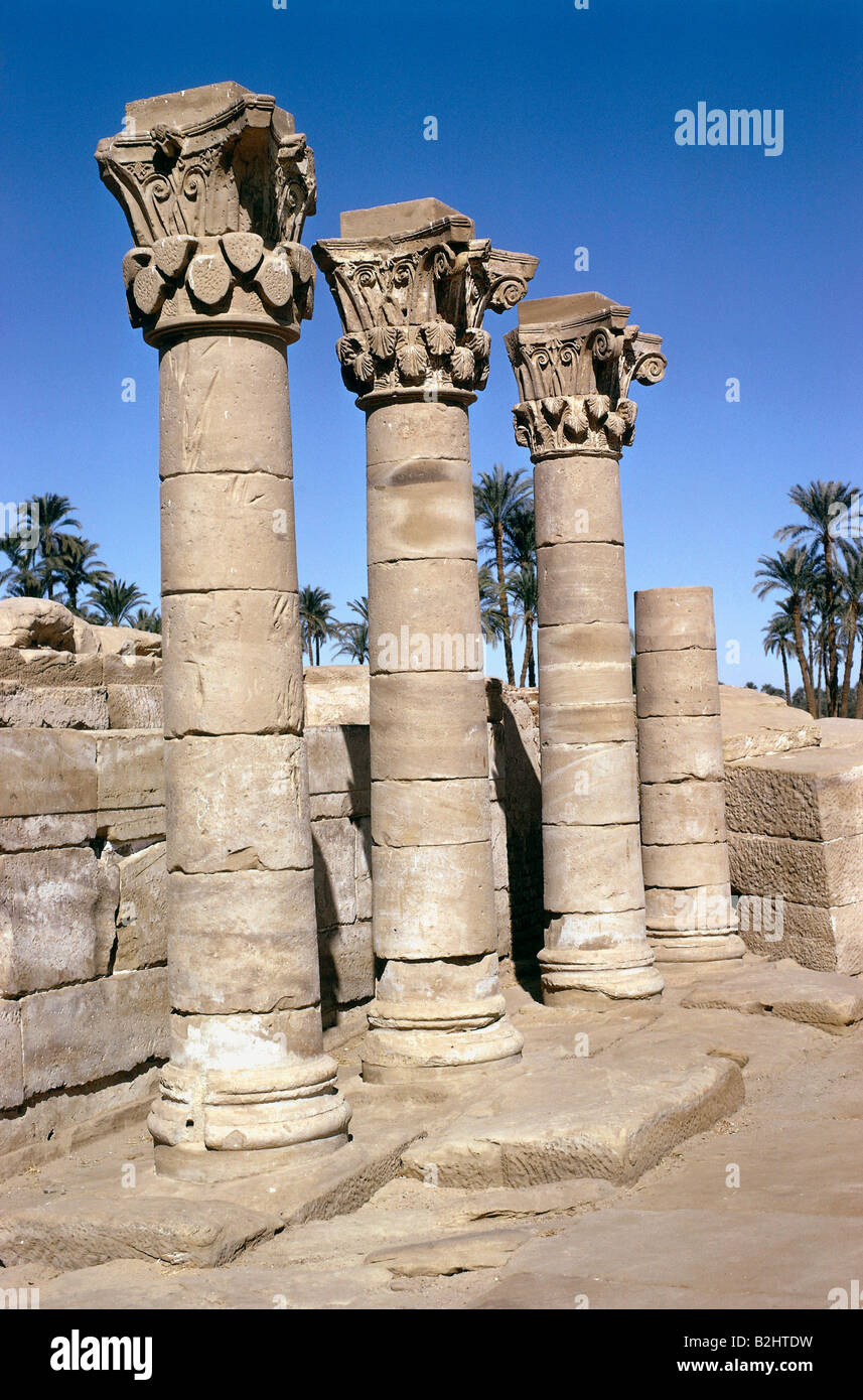 geography/travel, Egypt, temple of Hathor, columns, 20th century, Upper Egypt, architecture, ancient world, antiquity, historic, historical, ancient world, Stock Photo