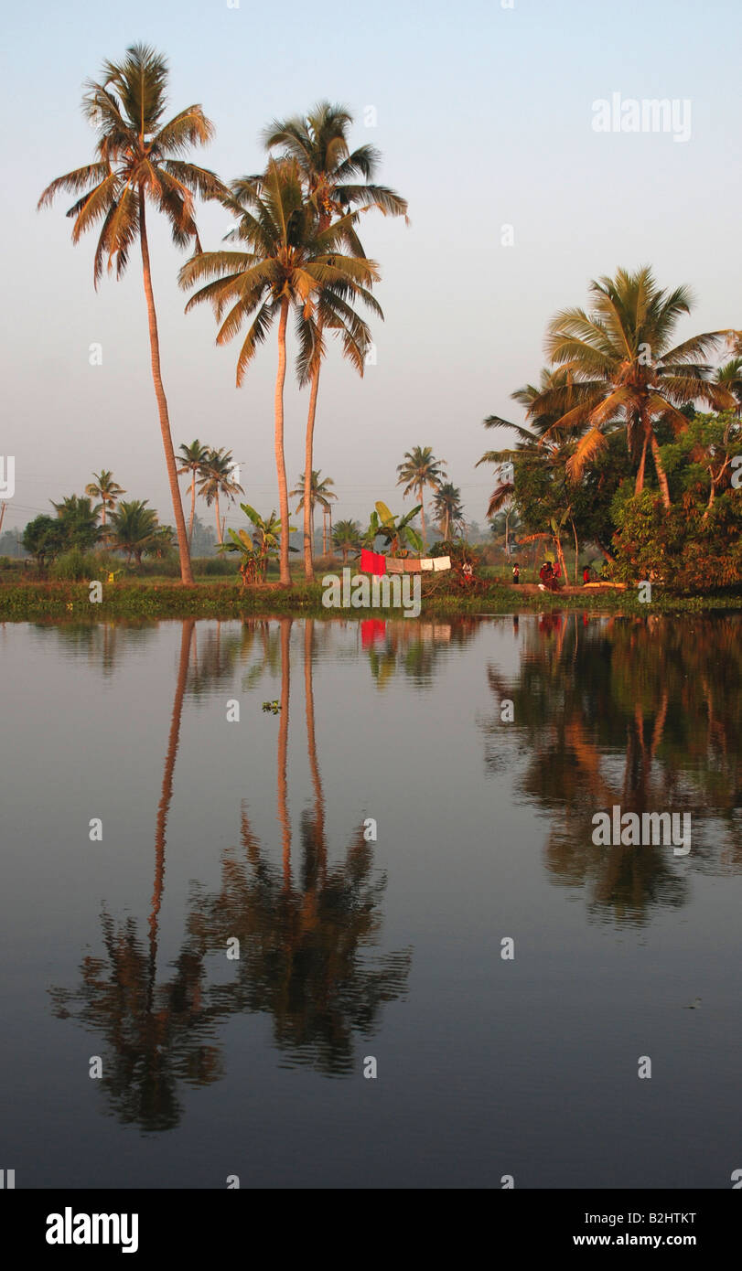 backwaters in Kerala India, lake Vembanad Stock Photo