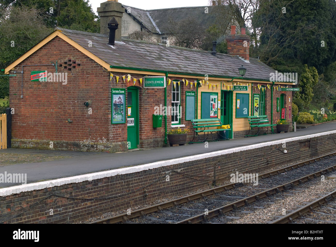 Medstead and Four Marks railway station part of the Watercress Line which is a line dedicated to steam trains Stock Photo